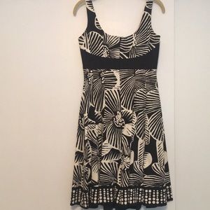 Black and off white Nine West fit and flare dress